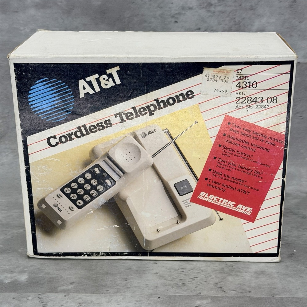 1989 AT&T 4310 Cordless Telephone New Sealed Box Montgomery Ward Exclusive